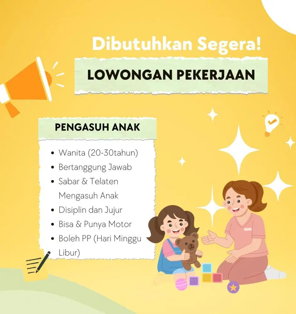 DICARI PENGASUH MOMONG ANAK