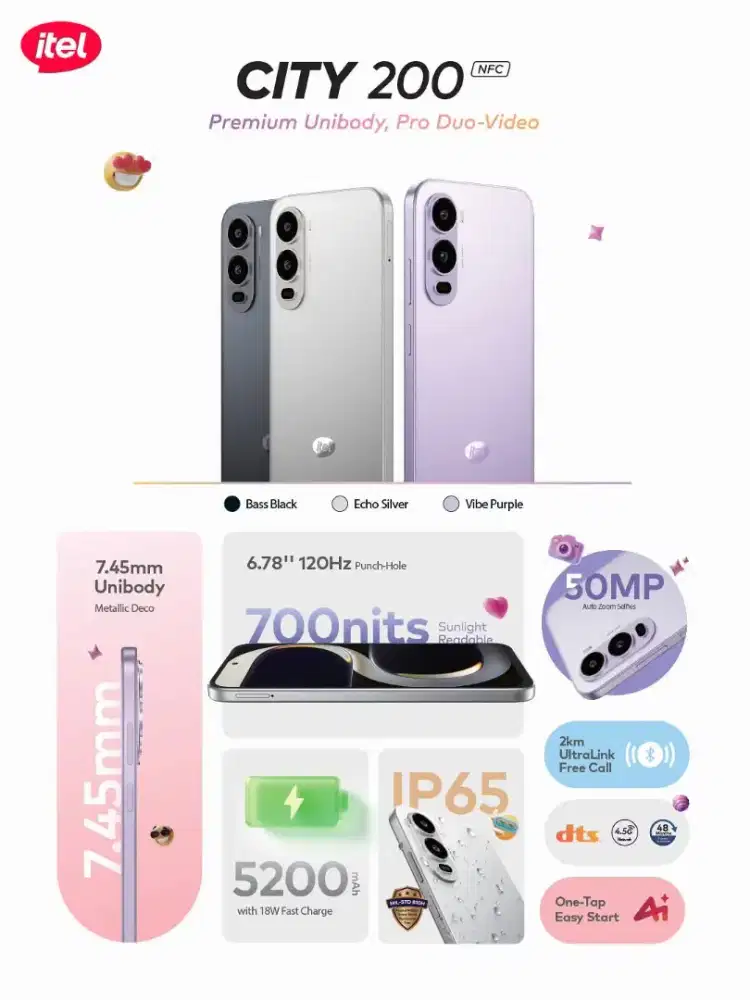 Itel City 200 NFC 4+4GB/128 GB NEW