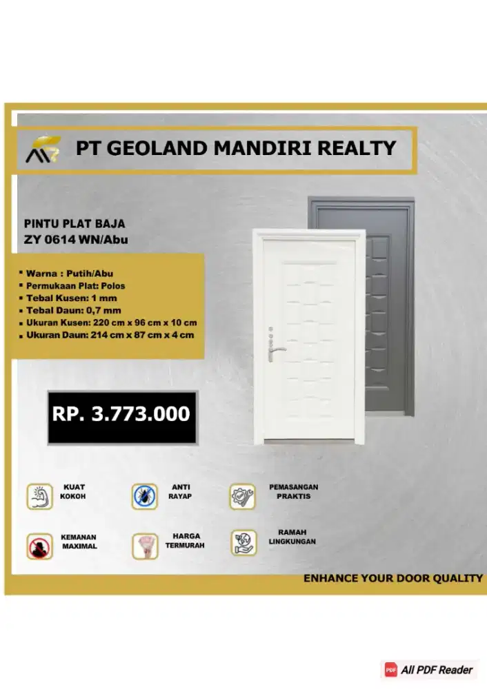 PINTU PLAT BAJA ZY 0614 WN/Abu