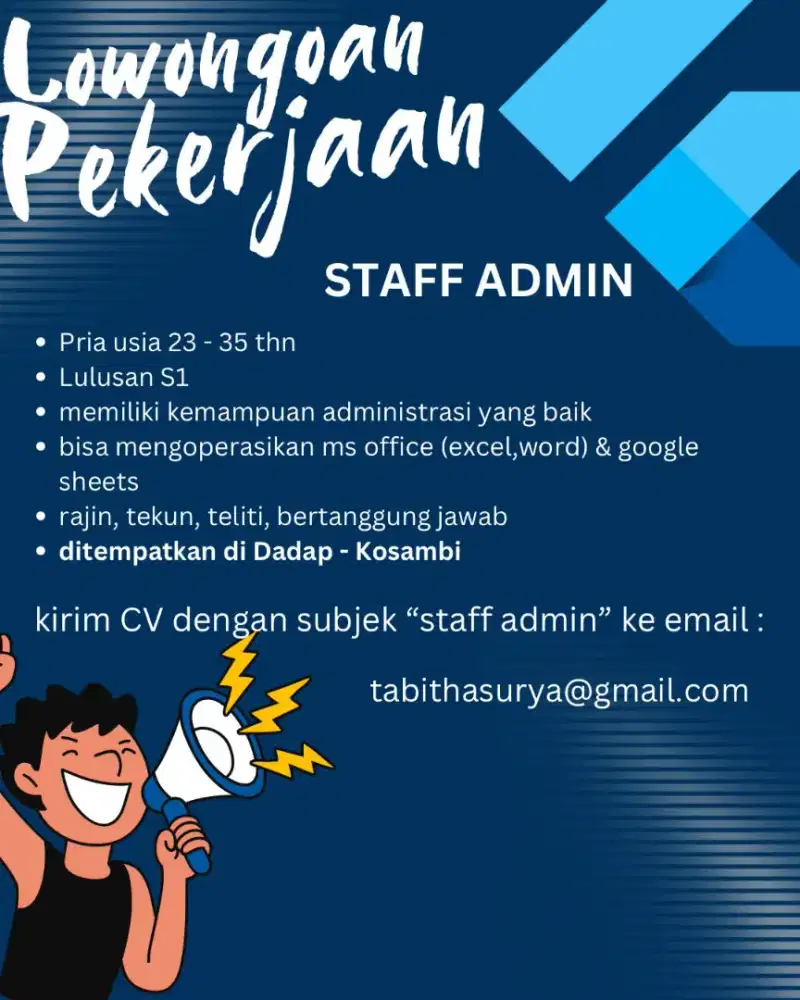 DIBUTUHKAN SEGERA STAFF ADMIN