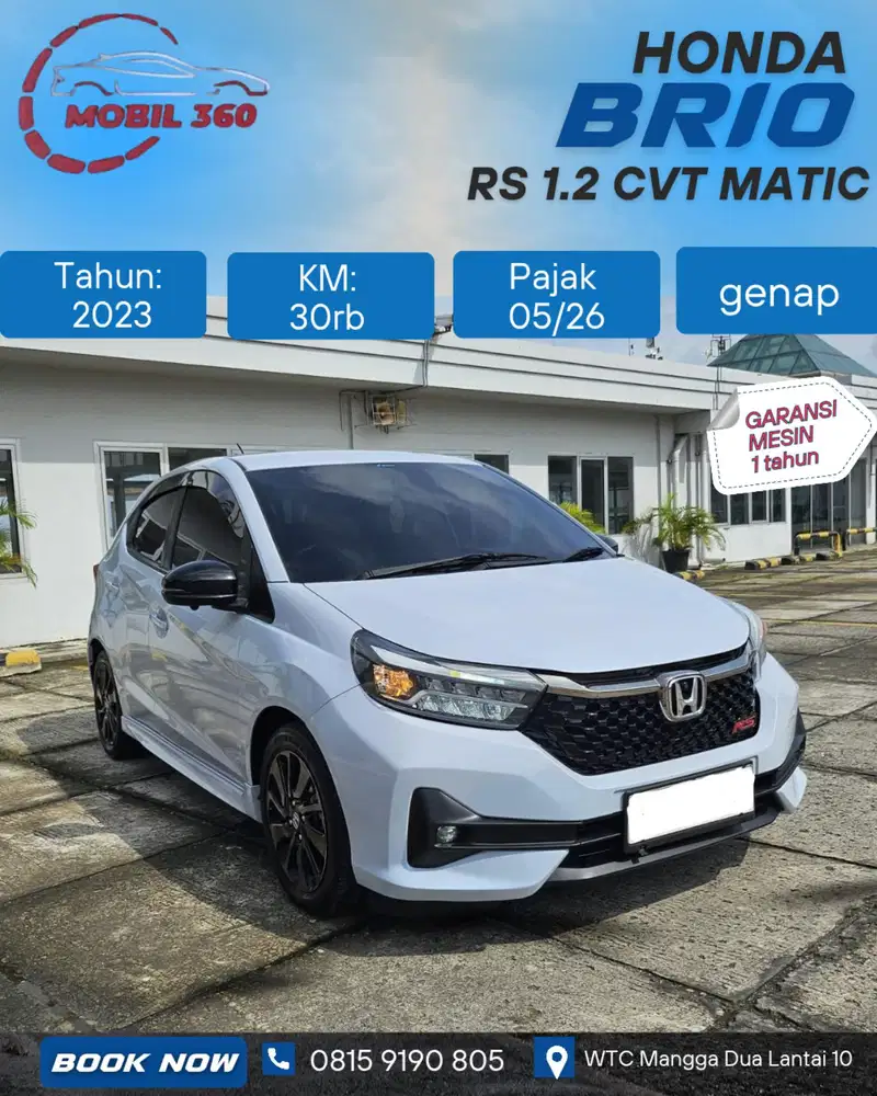 Honda Brio RS 1.2 cvt matic tahun 2023