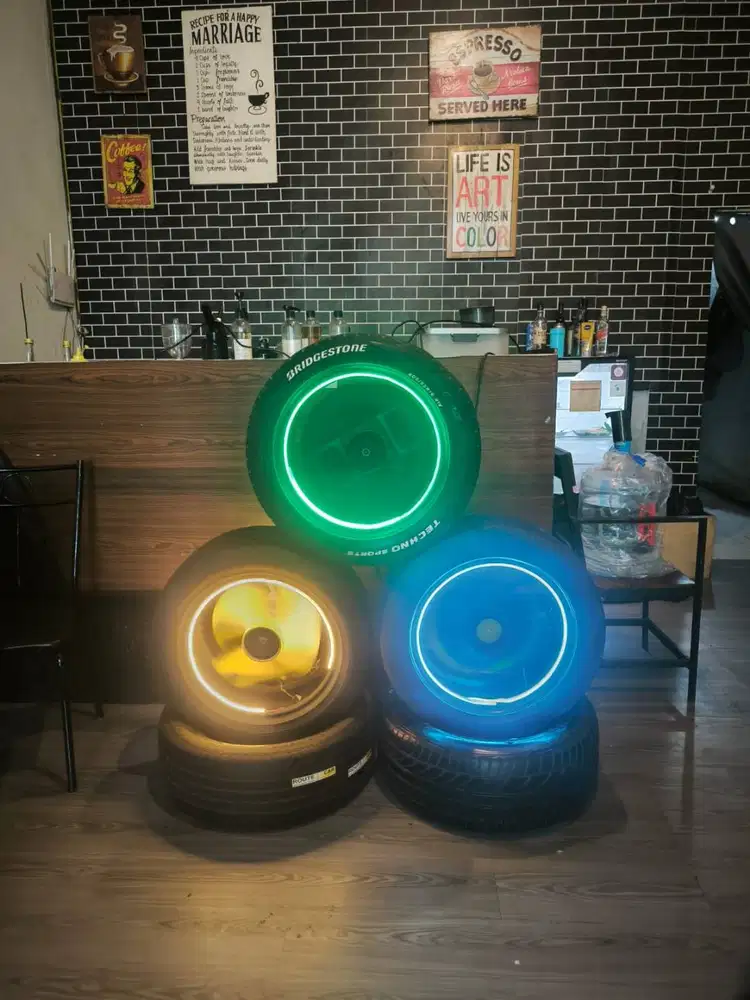 Kipas Angin Ban Mobil Variasi Lampu led.