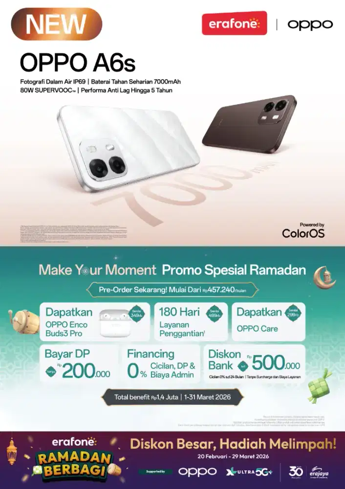 Pre-order Oppo A6s dapatkan benefit hingga 1.4Jt
