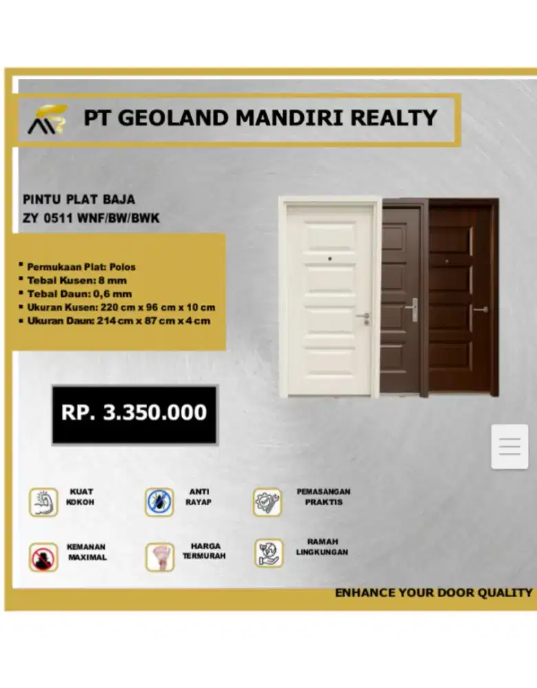 PROMO PINTU PLAT BAJA ZY0511 WNF/BW/BWK