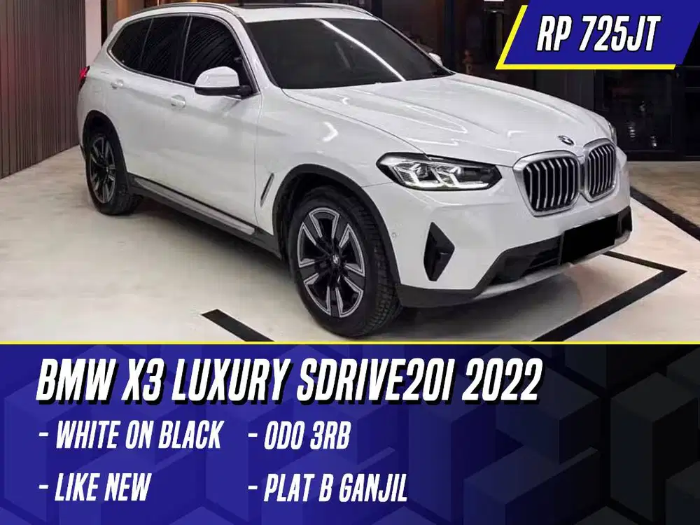 BMW X3 Luxury sDrive20i 2022 White on Black Putih X 3 sDrive