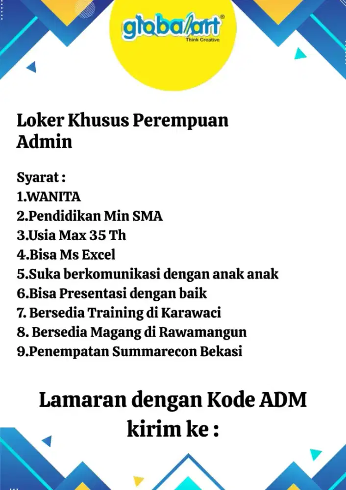 LOWONGAN ADMIN PEREMPUAN