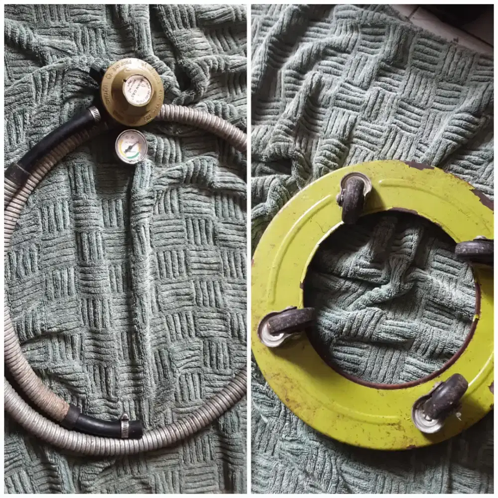 Selang Gas + Regulator Gas + Tatakan Ken Master Roda Alas Gas, BEKAS