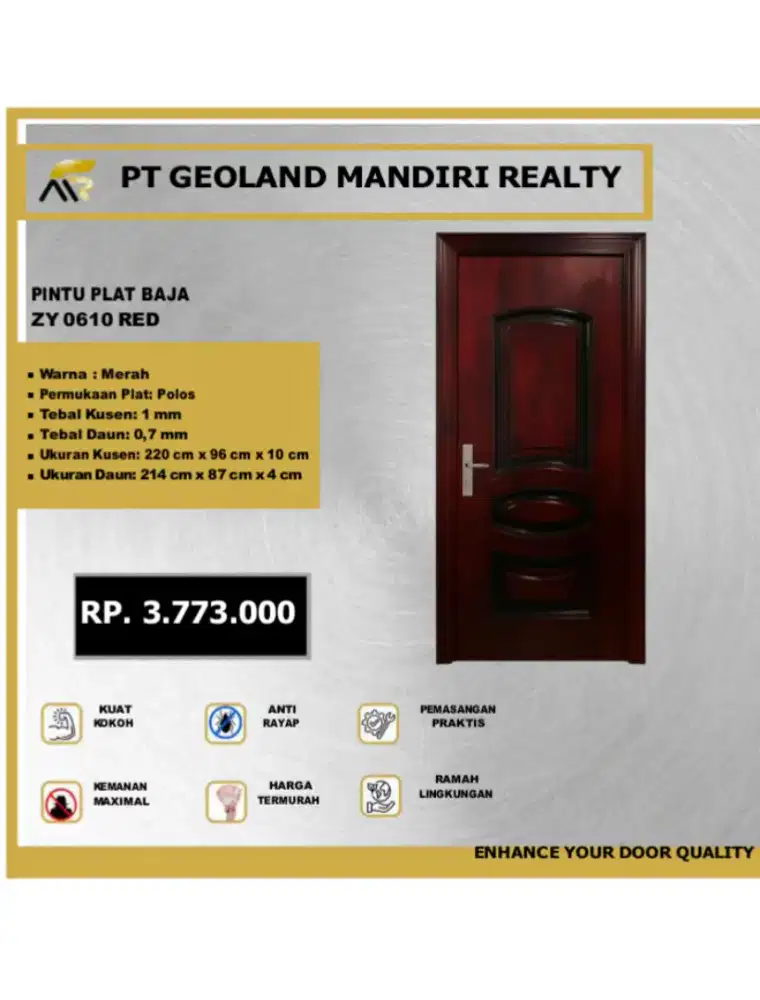 PROMO PINTU PLAT BAJA ZY0610 RED