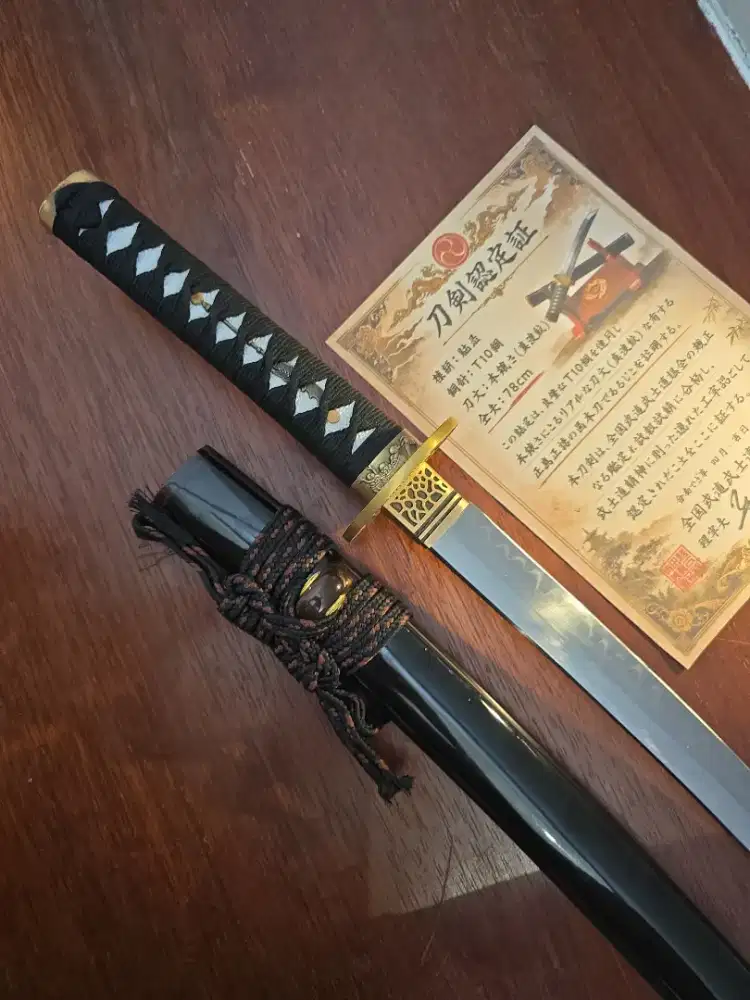 Pedang samurai katana wakizashi Kuro Jinra T10 real hammon