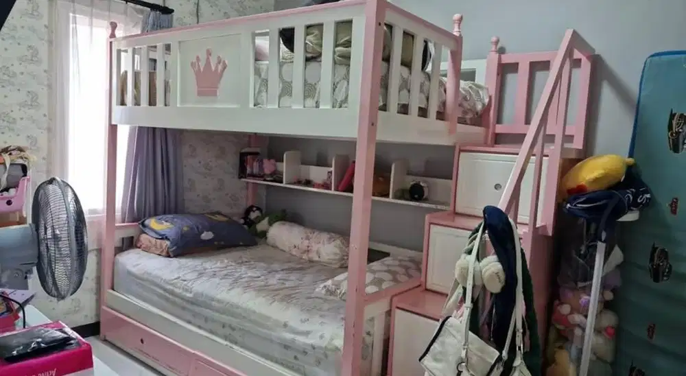 RANJANG ANAK SUSUN KAYU PEREMPUAN TANPA KASUR