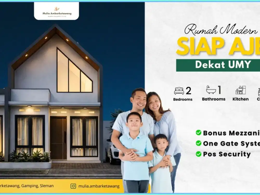 RUMAH IDEAL DI JOGJA DALAM CLUSTER GAMPING FASILITAS LENGKAP