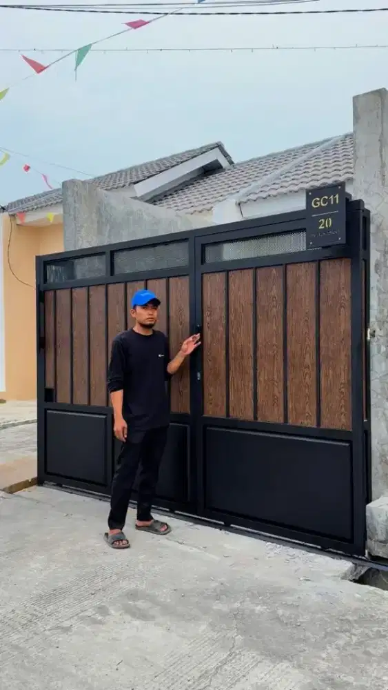 Pagar dobel slide costom besi hollo