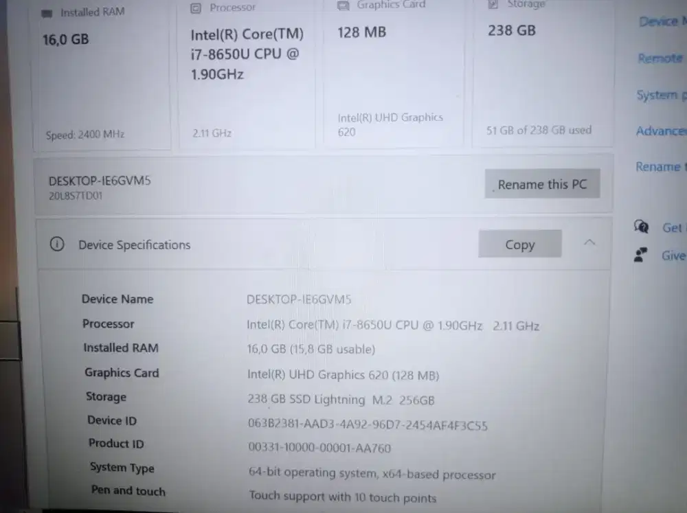 Laptop Lenovo Tinkpad
