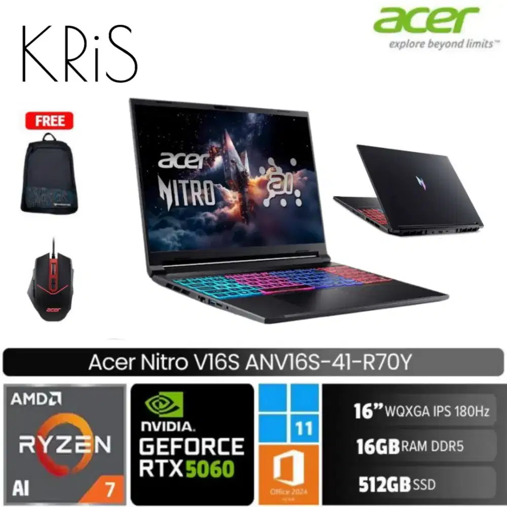 Acer Nitro V 16S ANV16S 41 R70Y | Ryzen 7 260/16GB/512GB/16″/RTX5060