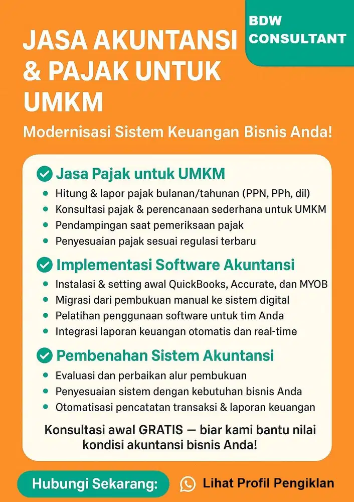 JASA AKUNTANSI & PAJAK UNTUK UMKM + Pembenahan sistem Akuntansi