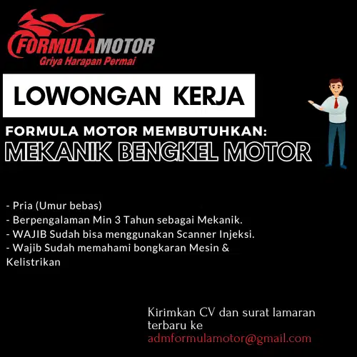 DIBUTUHKAN MEKANIK BERPENGALAMAN UNTUK BENGKEL MOTOR
