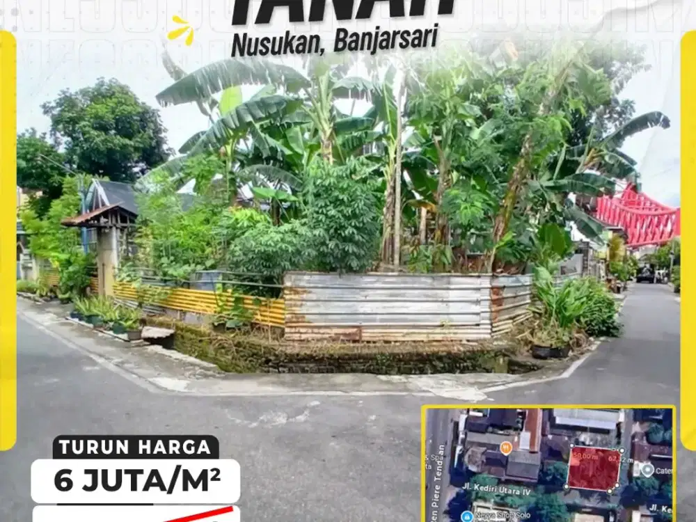 Banting Harga Tanah Strategis 250meter hook di Nusukan Banjarsari Solo