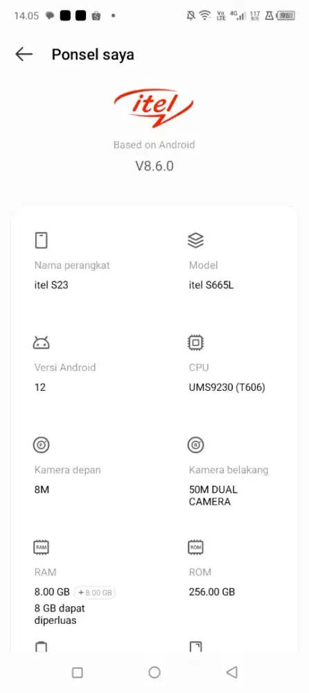 Itel s23 Ram 8/256 jual cepat aja