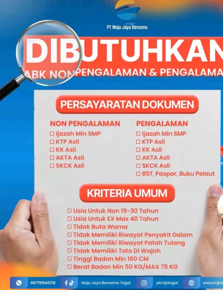 Lowongan ABK (anak buah kapal)