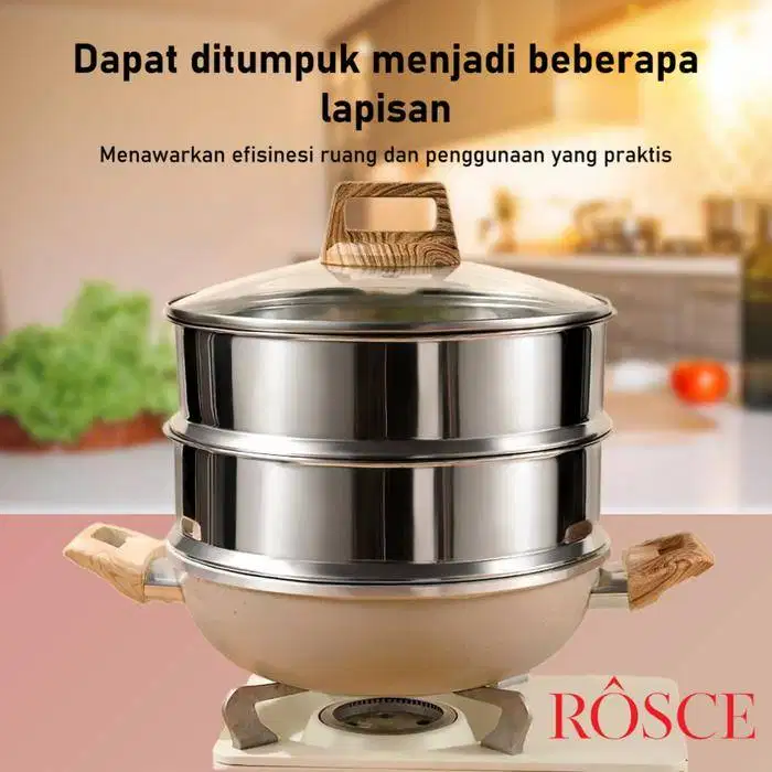 ROSCE STEAMER 24CM Stainless steel kukusan / pengukus panci steam