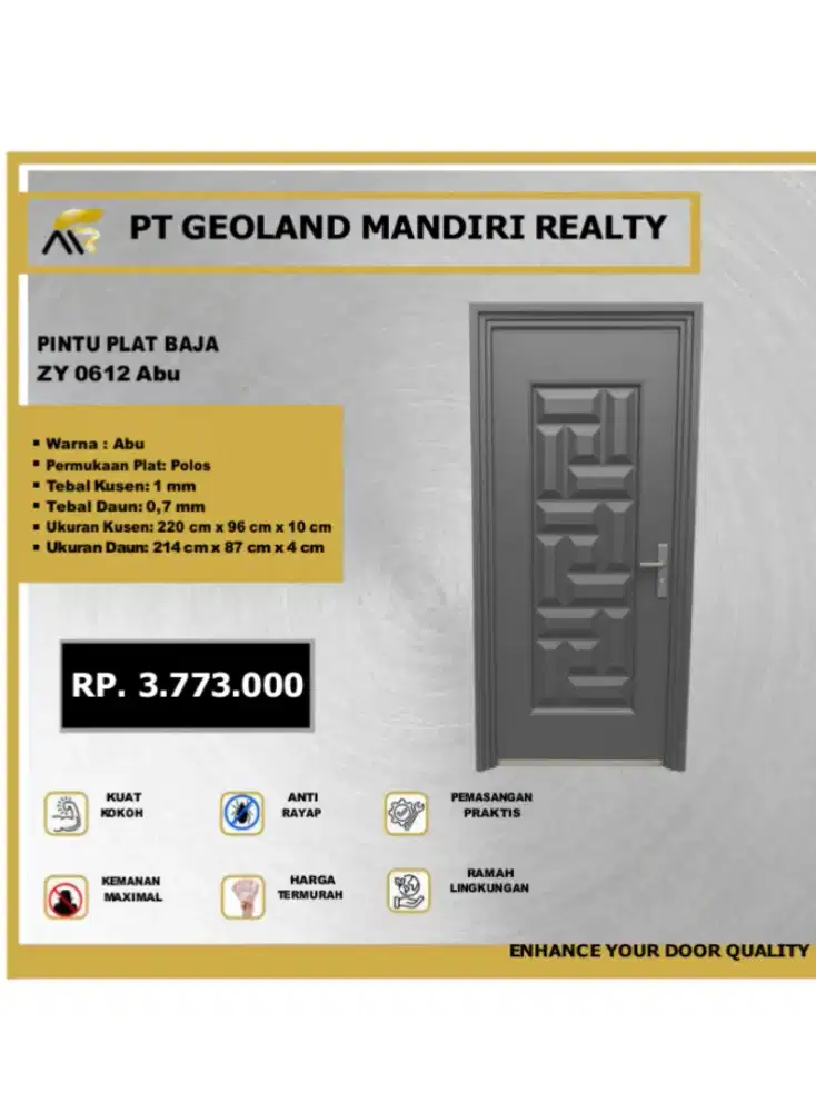 PINTU PLAT BAJA ZY0612 ABU