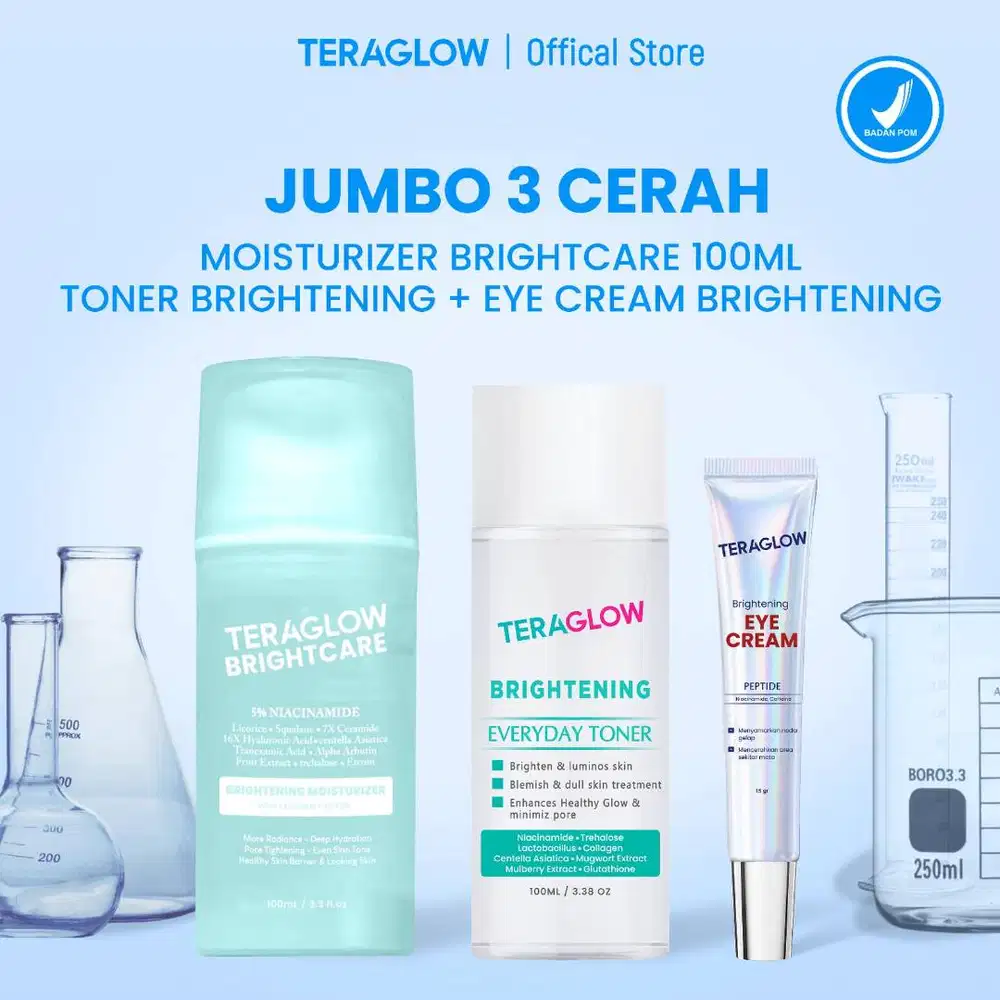 JUMBO 3CERAH Moisturizer Brightcare + Toner Brightening + Eye Cream