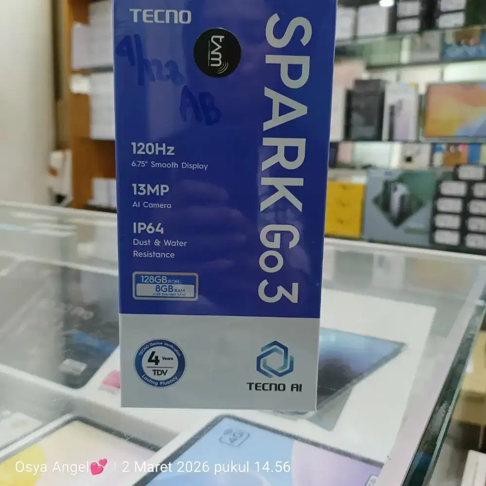 Tecno spark go 3 4/64 garansi resmi 12 bulan segel original no repack