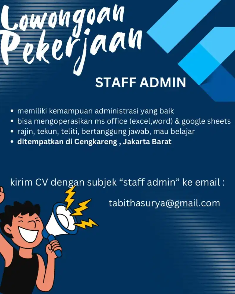 DIBUTUHKAN SEGERA STAFF ADMIN