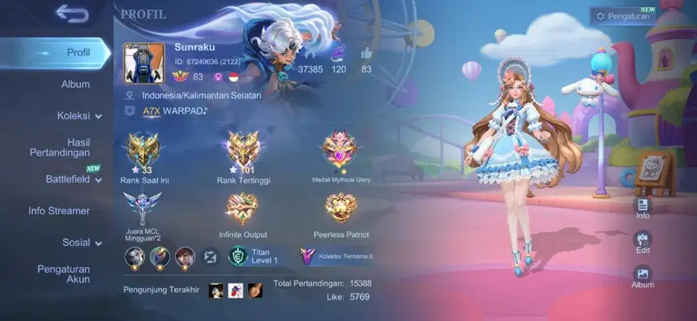 Jual akun mobile legends ex imo recall tas tas