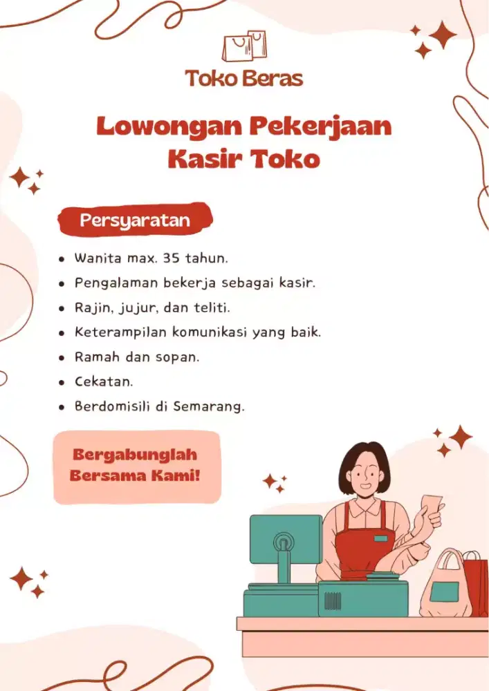 Lowongan kerja dibutuhkan kasir toko beras