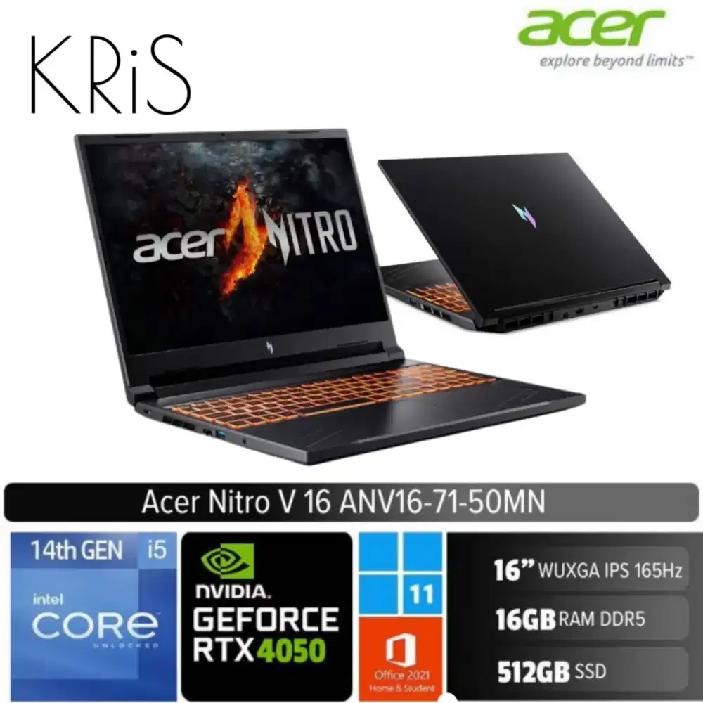 Acer Nitro V 16 ANV16 71 50MN | core i5 14450HX-16GB-SSD 512GB-RTX4050