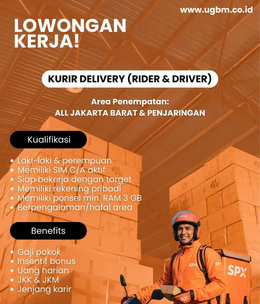 LOKER KURIR GTL (TOKOPEDIA), SPX (SHOPEE), SICEPAT, LAZADA