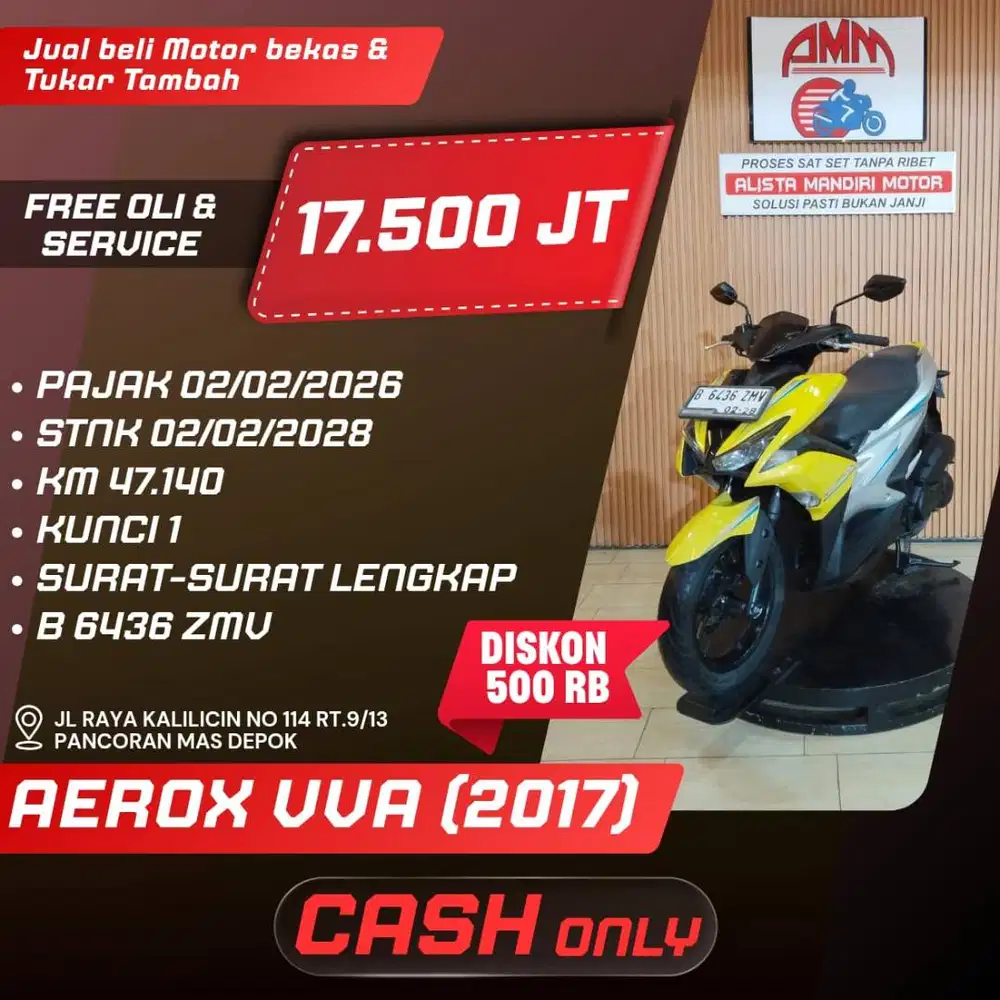 AEROX VVA 2017 PAJAK HIDUP CC 0% KREDIVO TOKPED SPAYLATER INDODANA