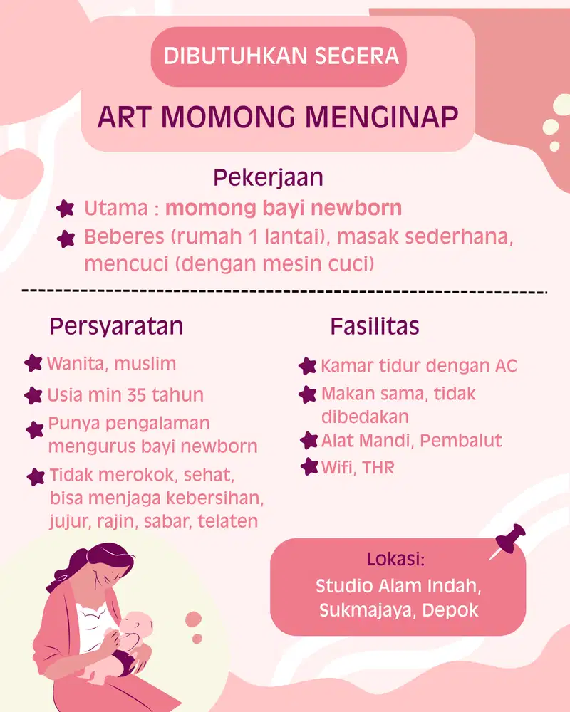 DIBUTUHKAN SEGERA - ART MOMONG MENGINAP