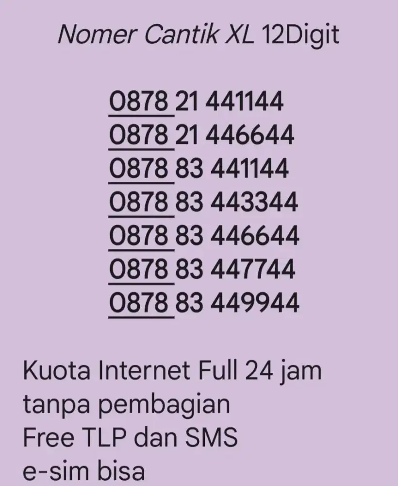 Nomer Cantik XL 12Digit Murah