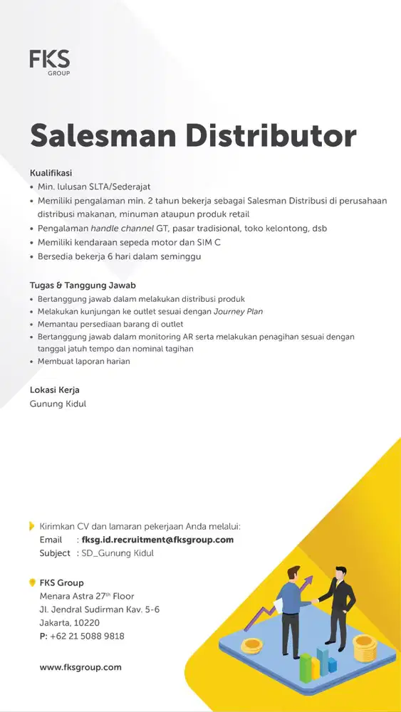 Salesman Distribusi Yogyakarta - Gunung Kidul