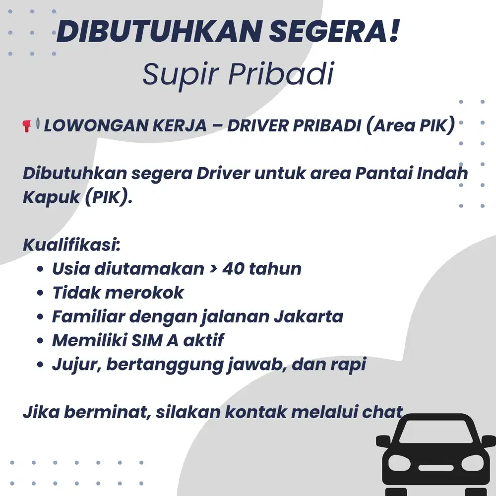 Lowongan Kerja - Supir Pribadi