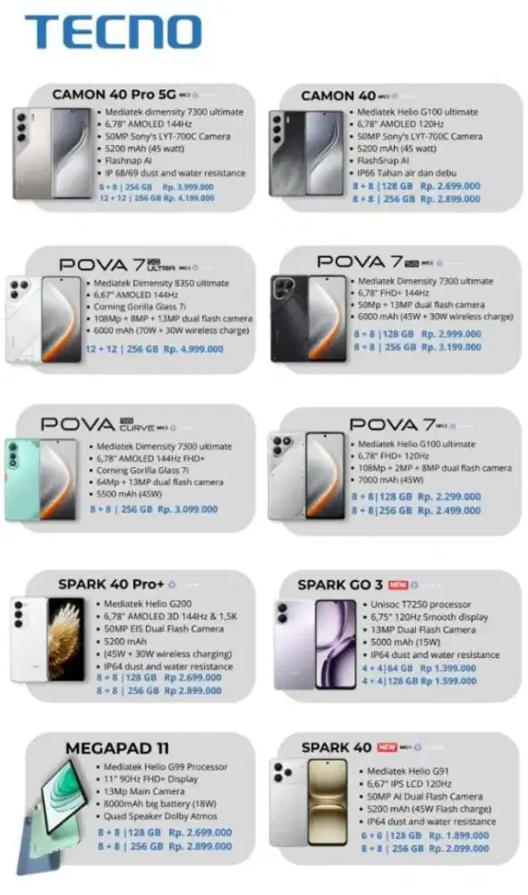 tecno pova 7 8+8/128gb