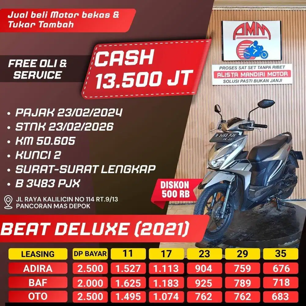 BEAT DELUXE 2021 KUNCI 2 CASH KREDIVO INDODANA ALLO BANK GOPAY ALISTA
