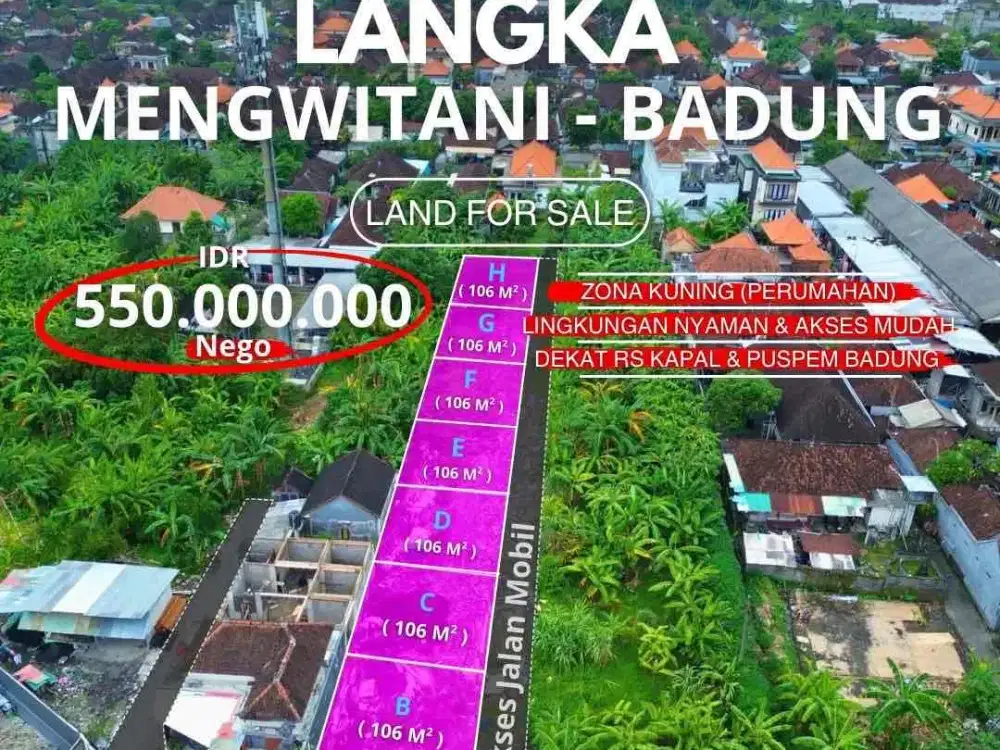 Tanah mengwi dekat terminal mengwi luas dimulai 100m2
