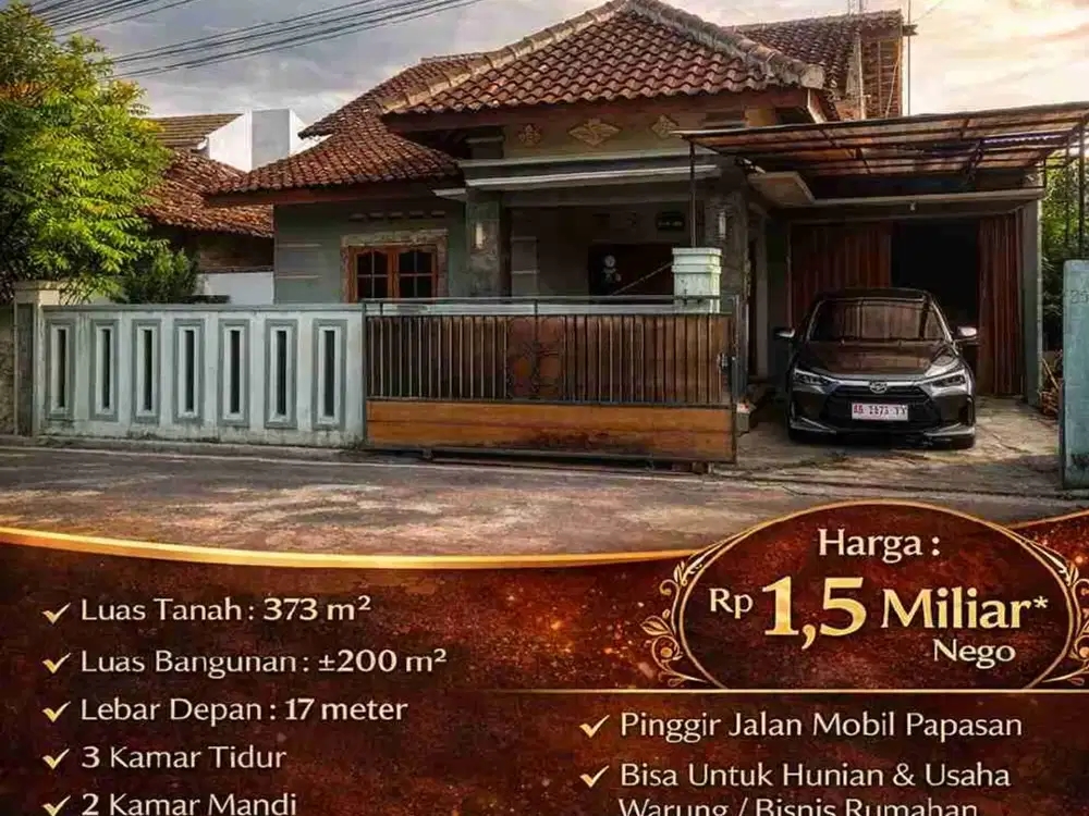 DIJUAL CEPAT – RUMAH TANAH LUAS PINGGIR JALAN JL. GODEAN KM 6