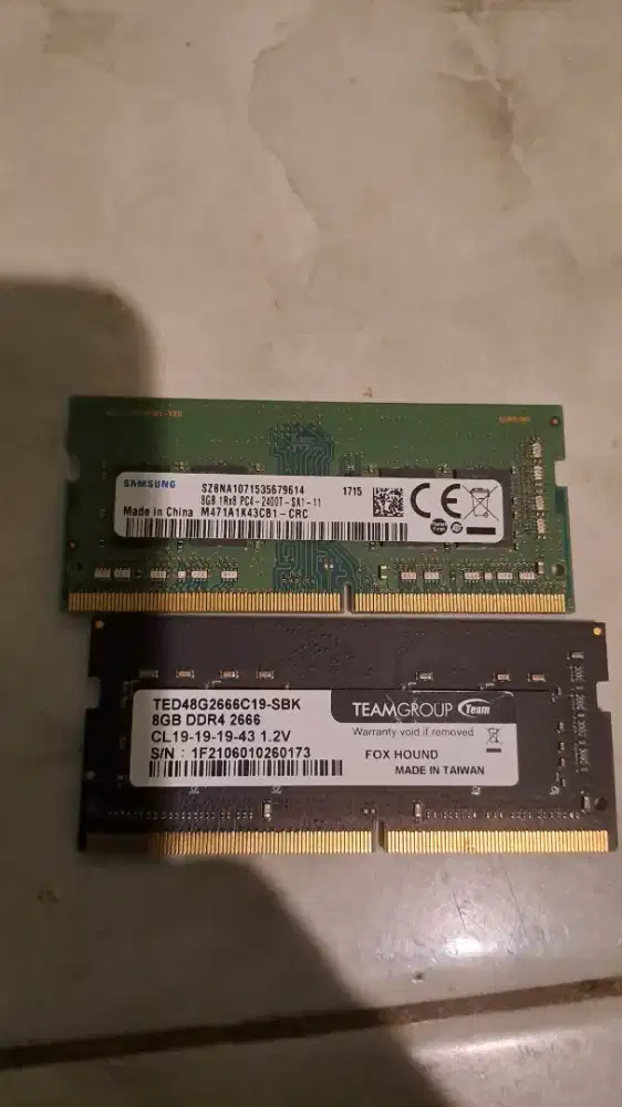 Ram ddr 4 8gb samsung & team group kondisi normal