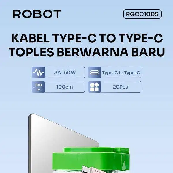Robot RGCC100S USB-C to USB-C Fast Charging Kabel Data Cable 1m Colorf