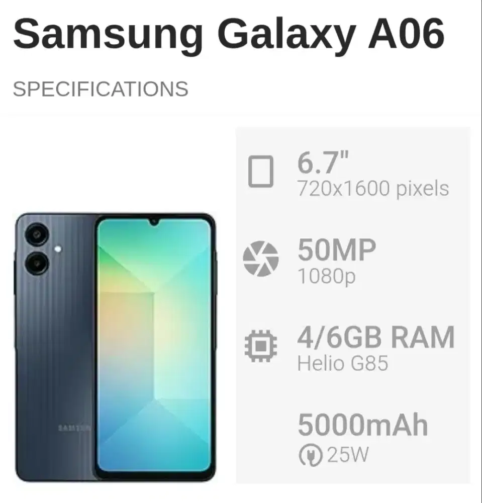 Samsung A06 6+6/128 Mulusss Nett 1200 Passs. Lok. Kalimalang
