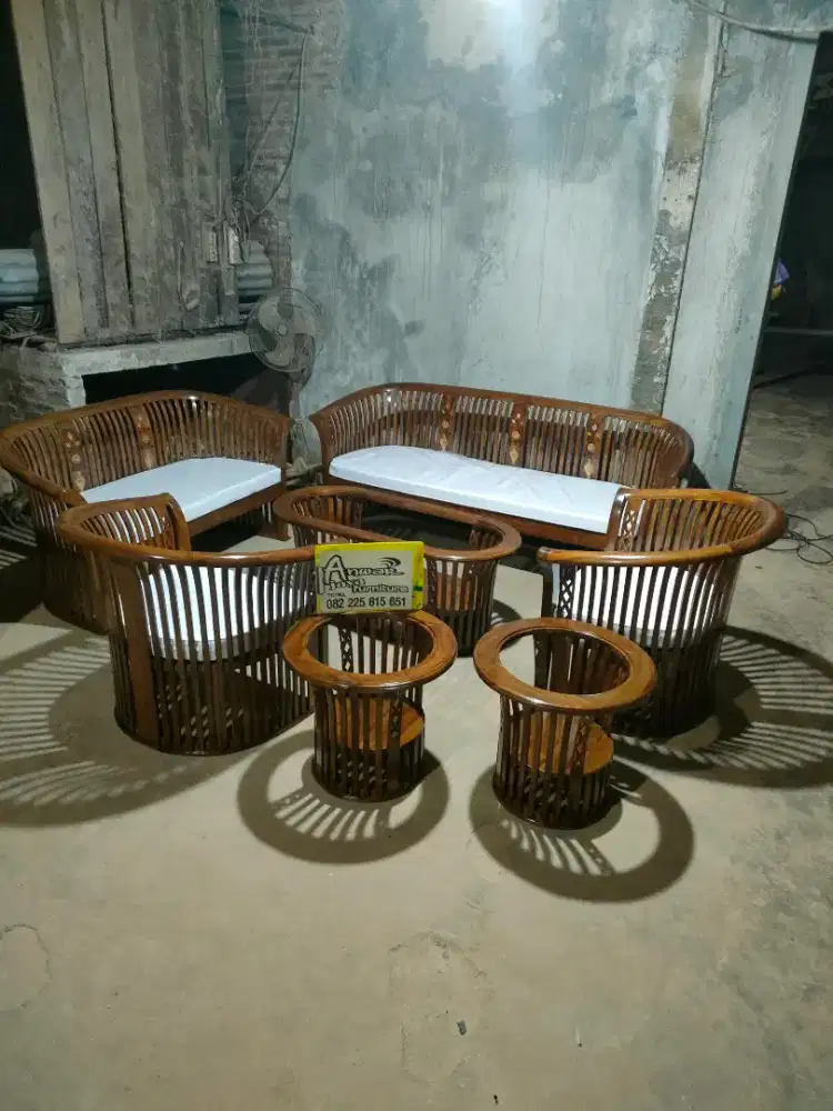 Kursi tamu minimalis kranjang set matras full kayu jati
