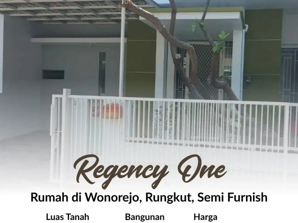 Rumah Regency One, Wonorejo, Rungkut, Semi Furnish