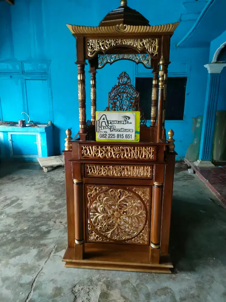 Mimbar masjid kuba terbaru full kayu jati