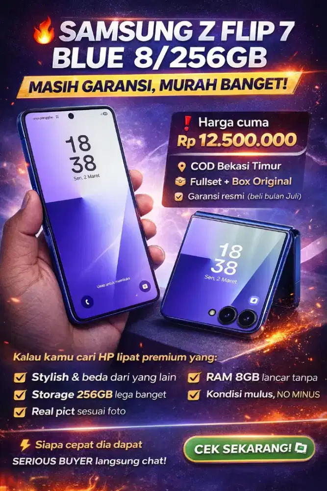 Samsung Flip 7 8/256Gb Blue Garansi On Mulus