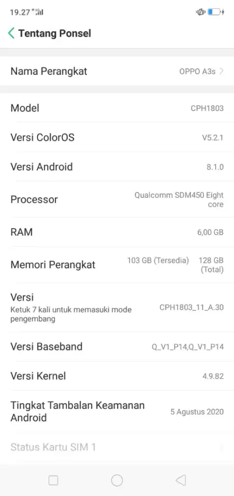 Jual hp Oppo  ram 6
