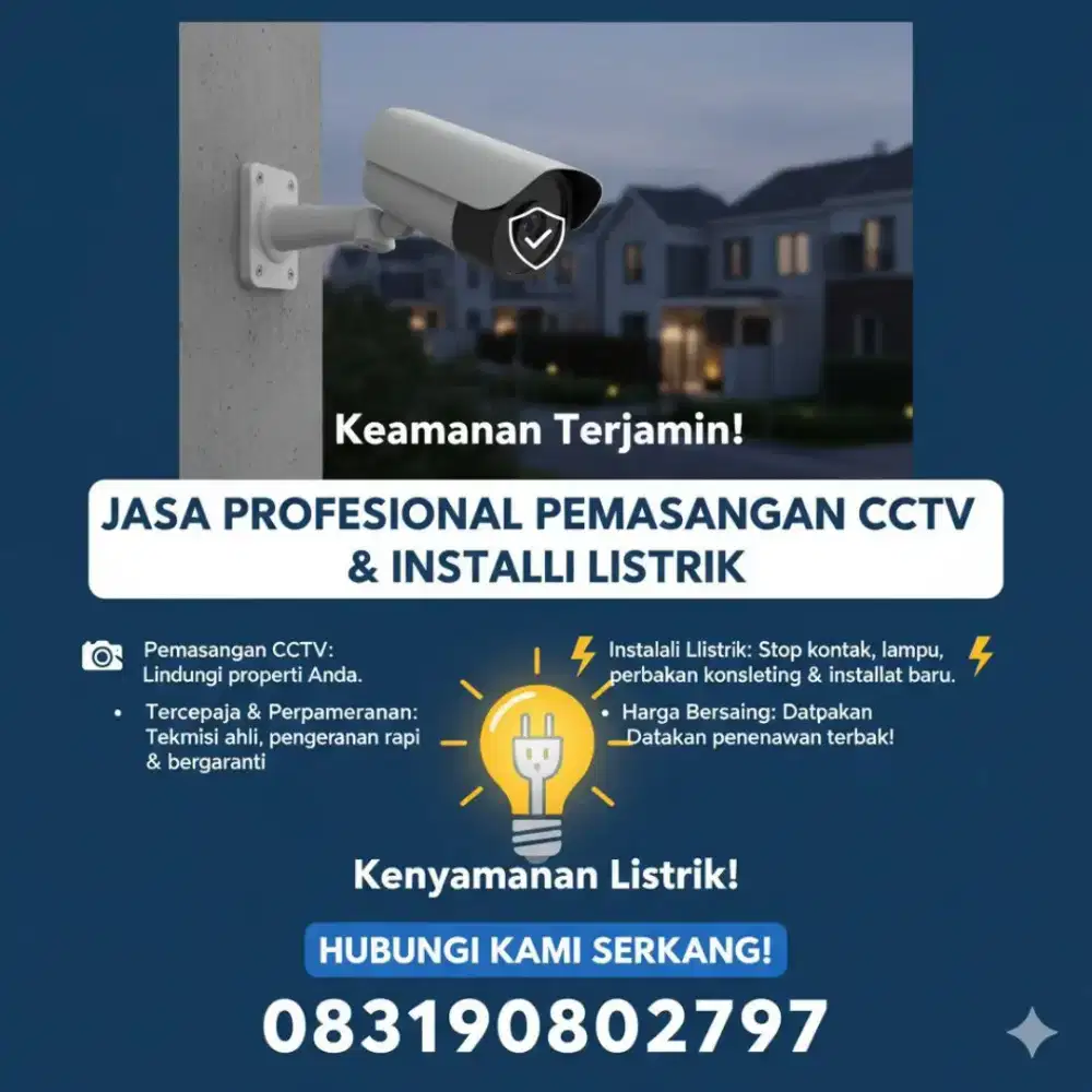 Jasa pemasangan, intalasi, pebaikan cctv dan listrik